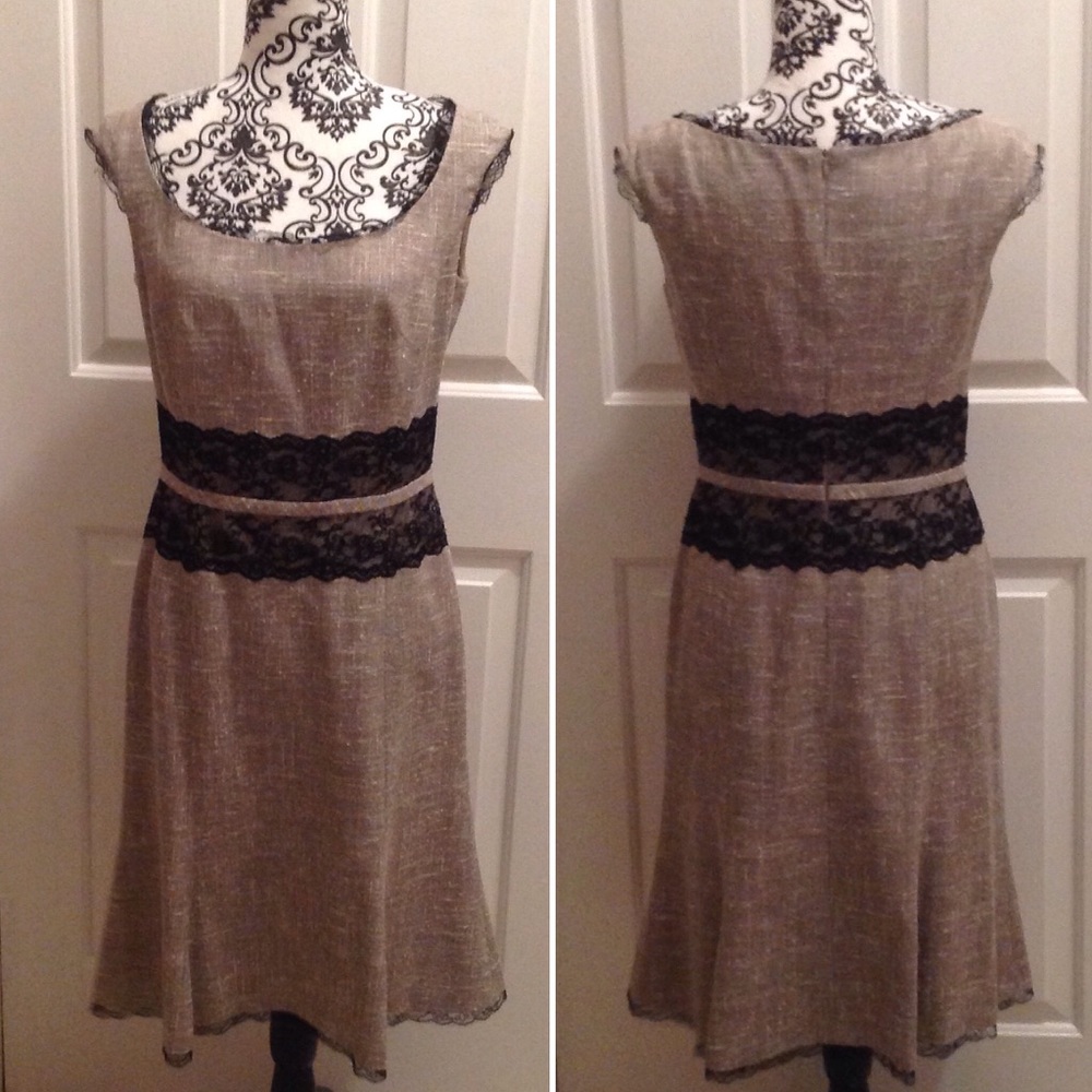 ❤️ ESCADA Tweed Dress Black Lace ❤️